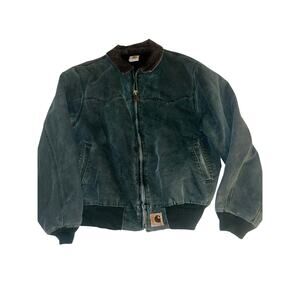 Carhartt Faded Green Duck Work Jacket Blanket Lined Distressed Canvas